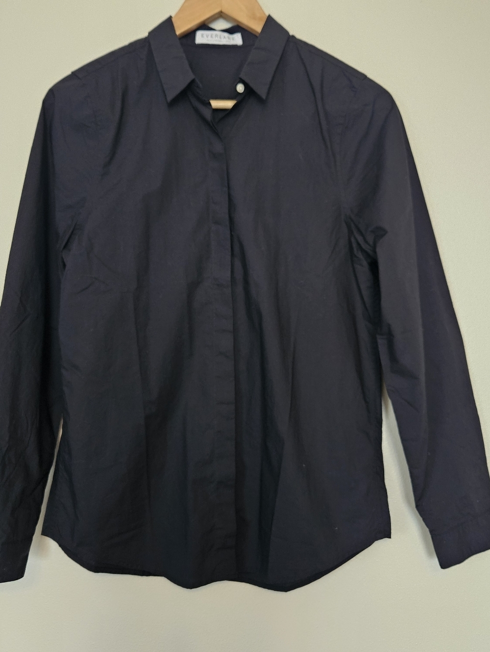 EVERLANE The Poplin Hidden Button Down Cotton Shirt Medium